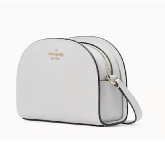 Kate Spade Perry Saffiano Leather Dome Crossbody Stone Path Gray NWT - Picture 3 of 8